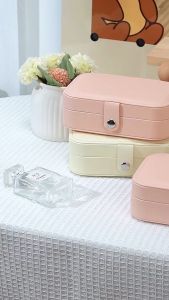 Elegant PU Leather Jewelry Case with Gold-Tone Clasp - Small Travel Jewellery Organizer Box