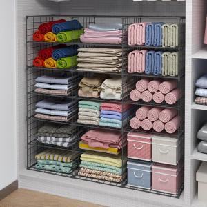 Iron Material Closet Internal Partition Clothes Storage Rack Layered Shelf Organizer for Clothes And Accessories No Drilling Required