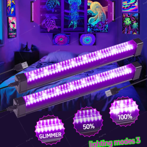 10W Black Light Tube with 3 Lighting Modes USB LED Magnetic Black Light Tube for Holiday Party Fluorescent Tapestry UV Lighting