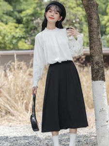 French Collar Long Sleeve White Shirt Women Spring Autumn New Small Size Lace Trim Sweet Top Inner Wear Straight Tube Style