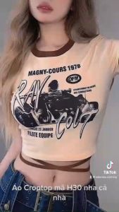 Áo CROPTOP Phối Viền Quấn Eo Xinh Dã Man H30 / Áo Thun Tay Ngắn Nữ Phối Viền In Họa Tiết Cá Tính