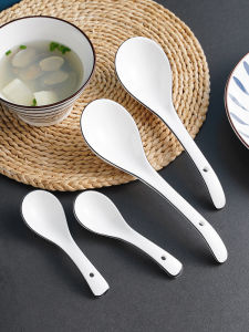 Large Ceramic Soup Spoon for Home Use Drink and Serve Soup Porridge