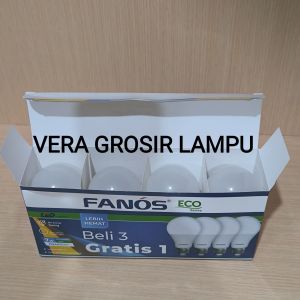 FANOS ECO pack 7W 9W 12W isi 4 PC lampu LED Bulb cahaya putih 7000K E27