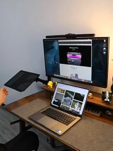 Standard Monitor Arm With Laptop Holder 13-32 Inch Adjustable Monitor Mount Clamp Desk Accessory Dual Monitor Arm