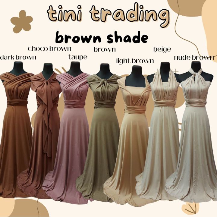 TINITRADING/ Infinity dress BROWN SHADE with tube attached ( kids, teens,  adult, plus) for Wedding Bridesmaid and Special Occasion