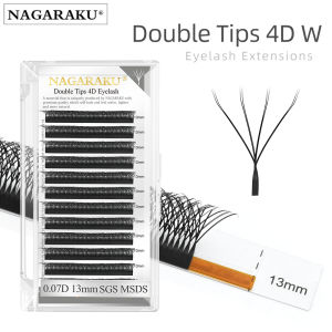 NAGARAKU Double Tips 4D shape W lash Automatic Flowering W Shape Bloom double 3D Premade Fans Eyelash Extensions