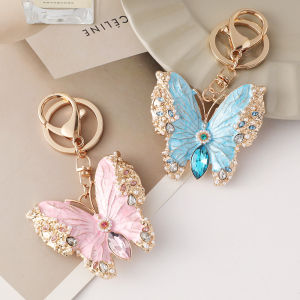 Butterfly Keychain Pendant Crystal Rhinestone Bag Charm Jewelry Gift Key Ring For Women Girls