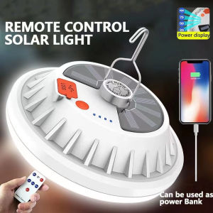 Outdoor Solar Light Portable Lantern Outdoor Waterproof Solar Light 5Modes Portable Camping Light Rechargeable Night Light With Remote Control