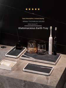 Absorbent Diatom Mud Bathroom Sink Tray Storage Rack Dish Drainer Oral Care Cup Mat Classic Style Household Cleaning Tool