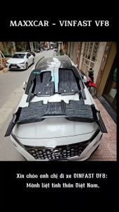 VF8 - Thảm lót sàn MAXXCAR cho xe VINFAST VF8 nhựa TPE đúc nguyên khối 5D tràn viền + Rối xám logo cao cấp