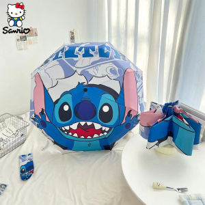 SHUNAICHI Halloween Christmas Disney Stitch Sunumbrella Cartoon Lilo & Stitch Umbrella UV Protection 3 Folding Portable Sunshade for Women and Children Gifts
