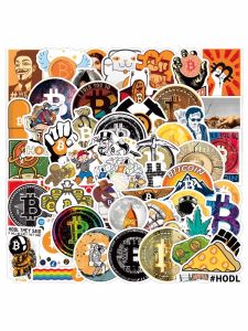 Creative Bitcoin Cartoon Stickers Decorative Notebook Helmet Frame Guitar Photo Album Waterproof PVC for Laptop Accessories