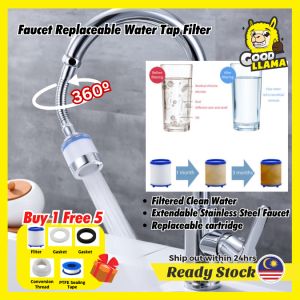 Kitchen Extendable Stainless Steel Faucet Water Filter Purifier Flexible Bending Replacable Tap Penapis Air 厨房水龙头过滤