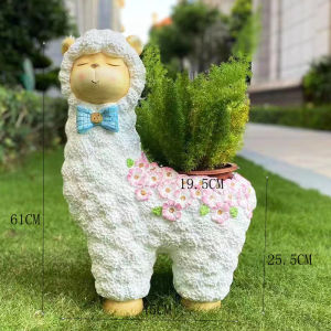 Creative Cartoon Alpaca Animal Shaped Flower Pot Outdoor Courtyard Decoration Ornaments Nursery Garden Landscape Arrangement