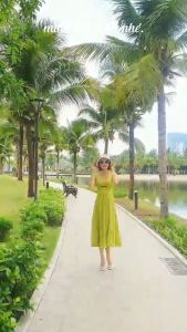 Đầm Maxi Cổ V Dáng Dài Cách Điệu Nữ Tính Đầm dài 118cm