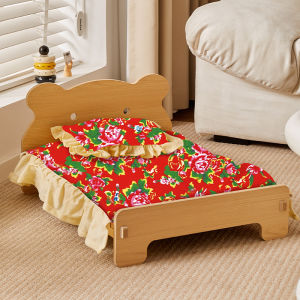 Wooden Dog Bed Four Seasons Universal Teddy Small Dog Summer Special Bed Suspended Off-the-ground Pet Wood Bed