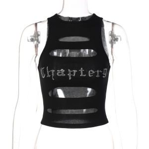 เสื้อกั๊กสปอร์ตแขนกุดคอตั้งประดับคริสตัลสำหรับผู้หญิง เสื้อคลุมกีฬาแบบลำลอง ผ้าถัก ดีไซน์เก๋ไก๋สำหรับฤดูใบไม้ร่วง