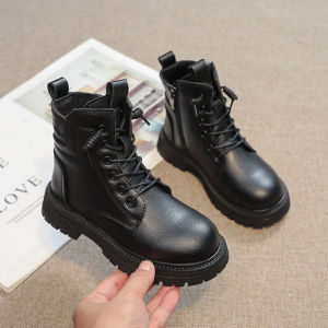 Thickened Fleece Lined Soft Bottom Martin Boots for Girls Childrens Autumn Winter New Style Short Boots Boys And Girls Can Wear