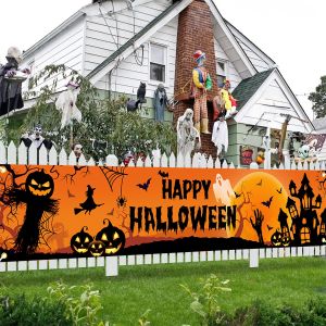 Happy Halloween Biểu Ngữ Ngoài Trời Bí Ngô Bát In Chủ Đề Kinh Dị Trang Trí Tiệc Phông Nền Cho Gia Đình
