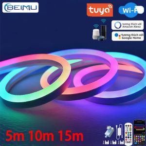 Đèn Dây LED Neon BEIMU WIFI Chống Nước Điều Khiển Bằng Giọng Nói RGBIC Chip SMD5050 Thông Minh Trang Trí Nhà Cửa Ngoài Trời Cửa Hàng 24V