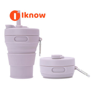 I Know 1Pcs Silicone Collapsible Travel Cup - Camping Cups Collapsible Cups Drinking Cups with Lids for Adults Foldable Silicone Cup Collapsible Cup with Lid Camping Cup Collapsible Drinking Cups for Kids