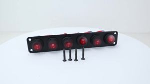 Nilight 1-6 Gang Rocker Switch Panel 12V Waterproof On-Off Toggle Switches with Red LED Light for AutomotiveBoatTruck Vehicles