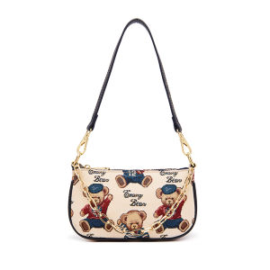 Bear Attachment Underarm Bag Female Pooh Bear Womens Bag Fashion Shoulder Bag Niche Style Broadband Crossbody Small Bag for Girls
