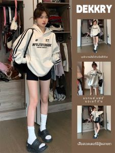 Korean Style Letter Print Hoodie Womens Loose Fit Long Sleeve Streetwear Autumn Winter Fashion Outerwear Top
