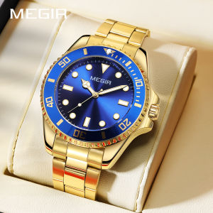 MEGIR Quartz Watch Men Brand Luxury Stainless Steel Date Watches Waterproof Luminous Man Business Wristwatches Clock Reloj