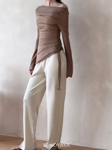 Kokoyaya Sports T-shirt Blouse Tulle Tops Summer Workout Quick-Drying T-shirt Long Sleeve Micro-Pull Tops