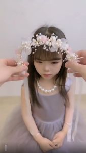 SIGVARD - Bondu Princess Mahkota Mutiara Bunga Cantik Bando Korea Wanita Dewasa Anak Perempuan MHT03