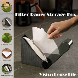Vision Coffee Filter Holder Storage Coffee Filter Paper Dispenser Rack with Dustproof Cover Moisture Coffee Filter Paper Storage Box -Proof for V60 and Cone Coffee Filters - Easy Access Dispenser