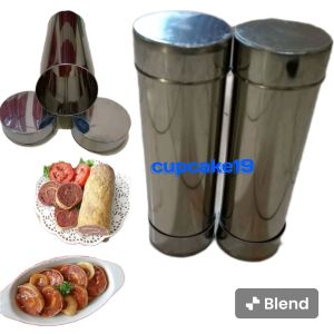 alat cetak rolade daging sosis / cetakan galantin+tutup bahan stainless diameter 5cm tinggi 12cm