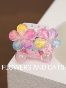 Princess Style Hair Ties for Girls Colorful Flower Design Non-Damaging Hair Bands Cute Head Ropes Hair Accessories for Kids