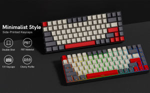 WOMIER หมวกคีย์ที่กำหนดเองปุ่มกด PBT  แบบยิงคู่สำหรับ60% 65% 75% 100% Gateron Cherry MX Gamer 132คีย์สีขาวสีม่วงแดง