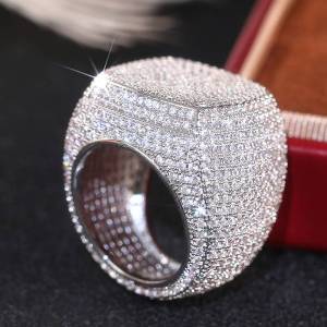 Huitan Luxury Geometric Women Rings Full Shining Cubic Zirconia Wedding Party Graceful Accessories Fashion Charming Jewelry