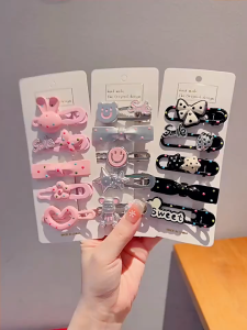 PaulWeekend (5-pcs) กิ๊บติดผมน่ารักการ์ตูนโดพามีนเด็กผู้หญิงกิ๊บติดผมม้าผ้าโพกศีรษะหวาน