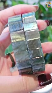 Collection Grade Natural Black Colorful Labradorite Shou Pai Bracelet
