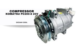 คอมเพรสเซอร์ โคมัตสุ พีซี 200-8 24 โวลต์ พูเล่ 1 ร่องบี รูโต COM0140 VALEO 815011 COMPRESSOR KOMATSU PC200-8 24V B R-134a คอมแอร์ รูหัวสายใหญ่