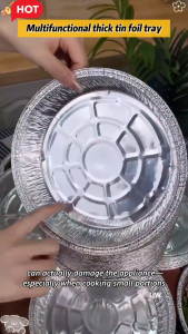 10pcs Air Fryer Aluminum Foil Trays Disposable Round Non-Stick Steaming Foil BBQ Tray Kitchen BBQ Drip Pan