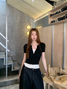 Summer New Design Black False Two-Piece T-Shirt