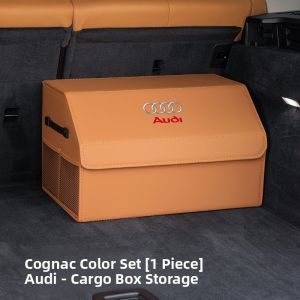 Audi Car Trunk Storage Box A4L A6L A8L A3 Q2L Q3 Q5L Q7 Organizer Waterproof Leather Simple Style Handheld Box Vehicle Accessories