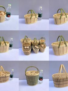 ถ้วยขนานไผ่แบบถือได้พร้อมฝาปิด ถ้วยเก็บผลไม้สำหรับตัดหญ้า กล่องของขวัญบรรจุภัณฑ์ ถ้วยขนานไผ่แบบถือได้