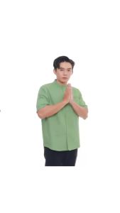 ALFARIZI KEMEJA KOKO POLOS PRIA DEWASA ATASAN MUSLIM LENGAN PENDEK BAHAN KATUN PREMIUM