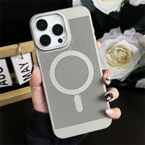 Breathable Honeycomb Magnetic For Magsafe Case For iPhone 15 14 13 12 11 Pro Plus Max Wireless Charging Heat Dissipation Cover