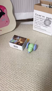 Electric Interactive Cat Toy Cat Rolling Mouse Motion Sensor Kitten Teaser Game Toys Smart Cat Toy Rechargeable Running Mouse with Colorful Tail