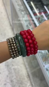สร้อยแขนหินสีโทนทับทิมแดง Red Ruby ขนาด 10 มิล