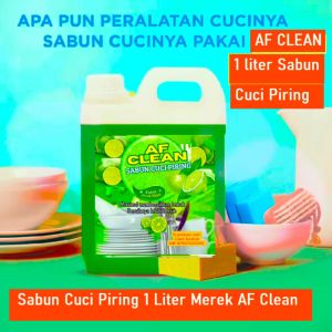 AF CLEAN Sabun Cuci Piring 1 Liter Lime Jeruk Nipis Mampu Hilangkan Lemak 1 Liter