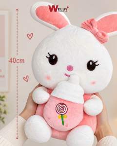 Rabbit Plush Toy with Feeding Bottle – Soft Stuffed Animal