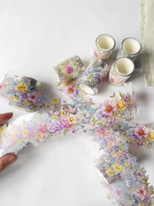 2m/Roll Colorful Flower PET Tape Decorative Masking Tape Scrapbooking Sticker Journal Aesthetic Stationery